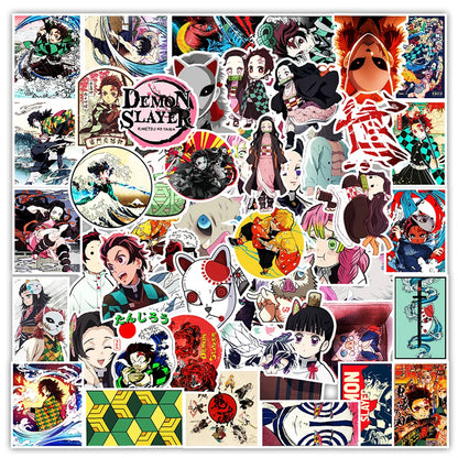 Lot de 50/100 autocollants dessin animé Attack On Titan Jujutsu Kaisen, autocollants imperméables pour skateboard, ordinateur portable, voiture, moto