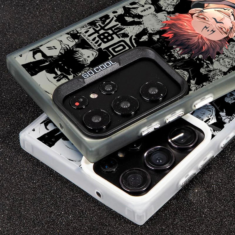 Coque de téléphone Anime Jujutsu Kaisen Cartoon pour Samsung Galaxy S24 S23 S22 S21 S20 Note 20 Ultra Plus FE 5G Coloré Argent Dos