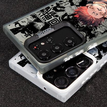 Coque de téléphone Anime Jujutsu Kaisen Cartoon pour Samsung Galaxy S24 S23 S22 S21 S20 Note 20 Ultra Plus FE 5G Coloré Argent Dos