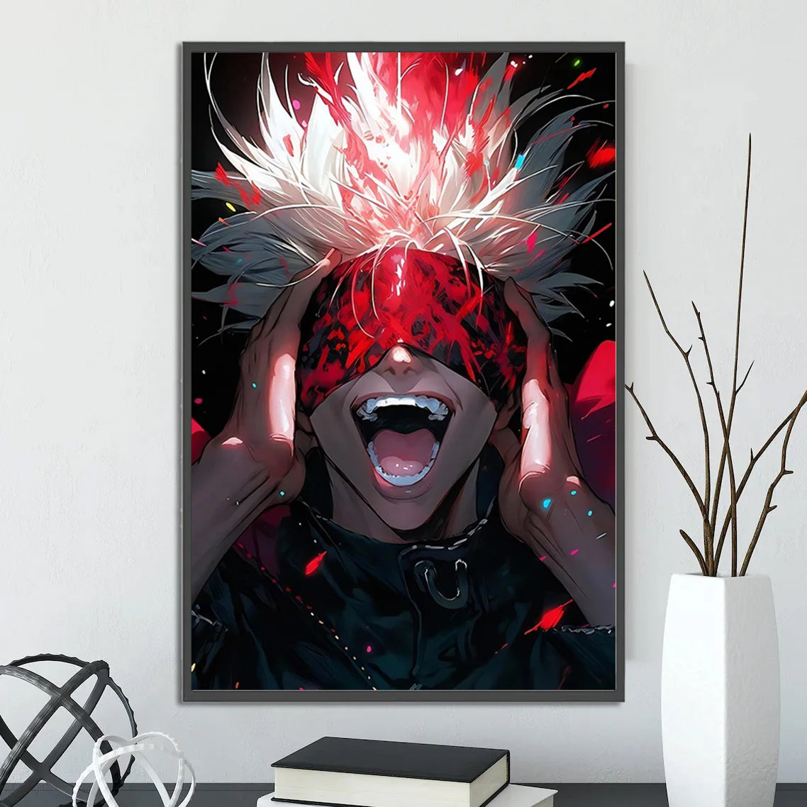J-Jujutsu Gojo Satoru Self-adhesive Poster Painting Wall Art Bedroom Figures Home Decoration Cartoons Decor Anime Wallpaper