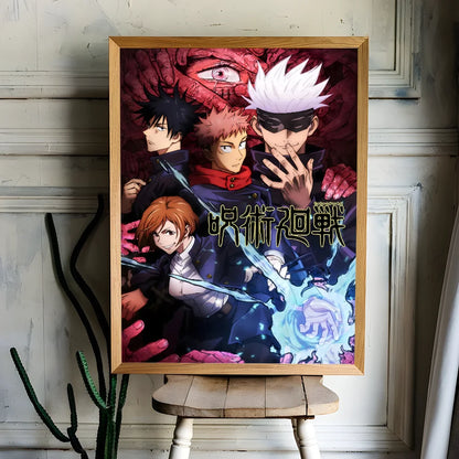 Poster Sticky Wall Art J-Jujutsu K-Kaisen Anime Printing Waterproof Home Living Bed Room Bar Aesthetic Decor