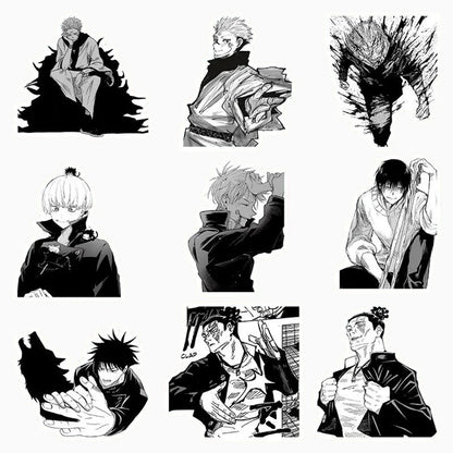 10/30/50/100pcs Classic Anime Jujutsu Kaisen Cartoon Stickers Black White Graffiti Decals for Kids Toys Cool Japan Manga Sticker