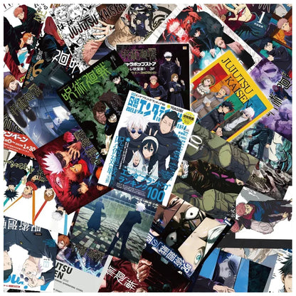 10/30/60pcs Jujutsu Kaisen Anime Small Poster Stickers Satoru Gojo Cartoon Decals Laptop Helmet Phone Car Cool Manga Decals Pack