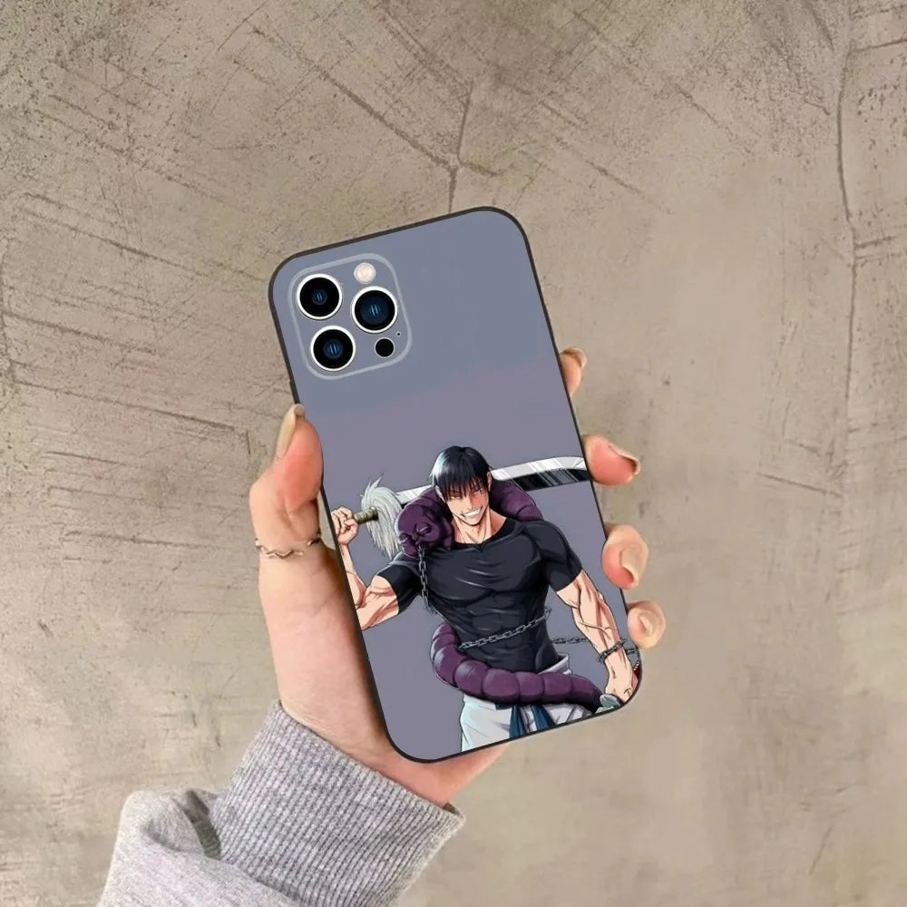 Coque de téléphone Toji Fushiguro J-Jujutsu pour iPhone 15, 14, 13, 12, 11, Plus, Pro Max, XS, X, XR, SE, Mini, 8, 7, en silicone souple, noire