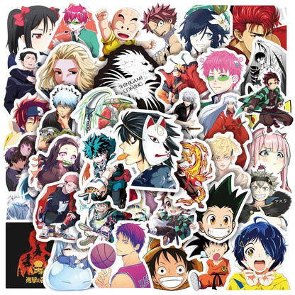 Lot de 50/100 autocollants graffitis pour enfants, mélange de dessins animés Jujutsu Kaisen Hunter x Hunter My Heroes Academy Attack on Titan