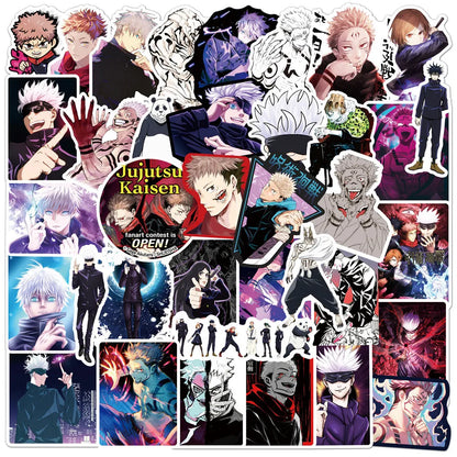 Lot de 50/100 autocollants dessin animé Attack On Titan Jujutsu Kaisen, autocollants imperméables pour skateboard, ordinateur portable, voiture, moto
