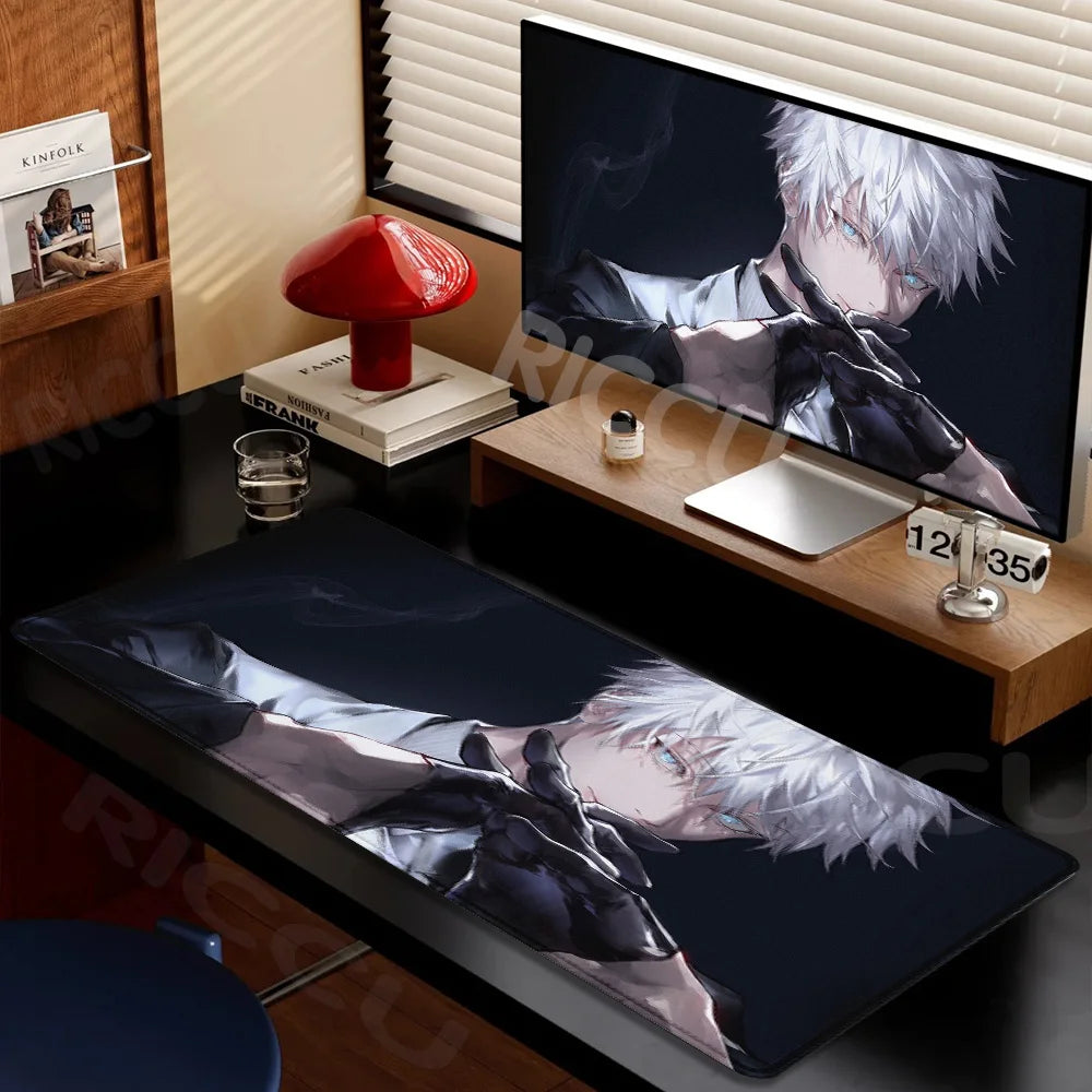 Large Gaming Mouse Pad J-ujutsu Kaisen Gojo Satoru Mouse pad LockEdge Thickened Computer Keyboard Desk Mat Rubber Anti slip Mats