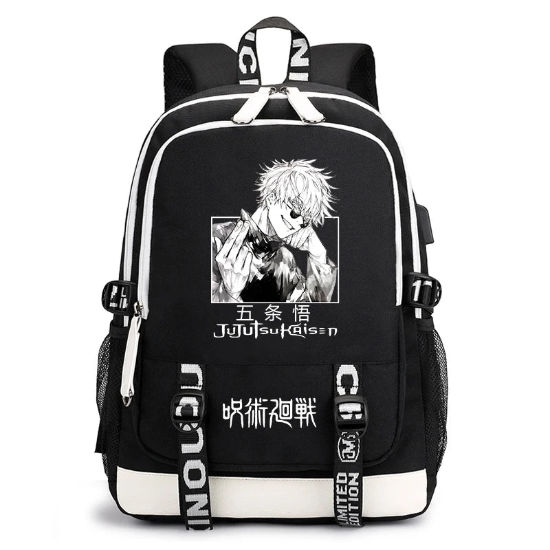 Sac à dos imprimé anime Jujutsu Kaisen, sac d'école pour étudiant, sac USB, cadeau de rentrée scolaire