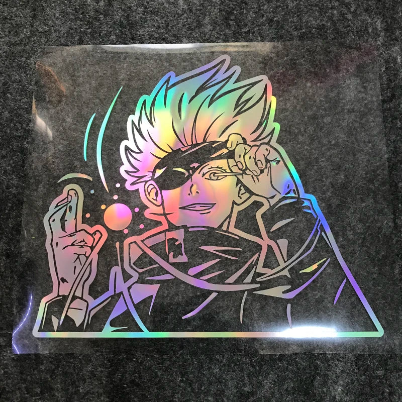 Jujutsu Kaisen Anime Peripherals Gojo Satoru Car Reflective Laser Stickers Motorcycle Computer Notebook Computer Case Stickers