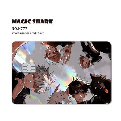 J-Jujutsu K-Kaisen Anime Laser Holographic Itadori Yuji Megumi Fushiguro Gojo Satoru Credit Debit Bank Card Sticker Film Skin