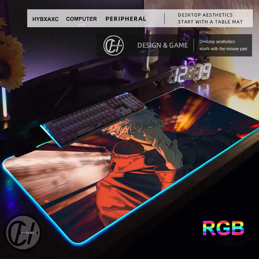 HD Gamer Japan Hot Anime Mouse Pad RGB Gaming Mouse Pad Desk Mat Large LED Light XXL 900x400x4mm Jujutsu Kaisen Gojo Mouse Pad