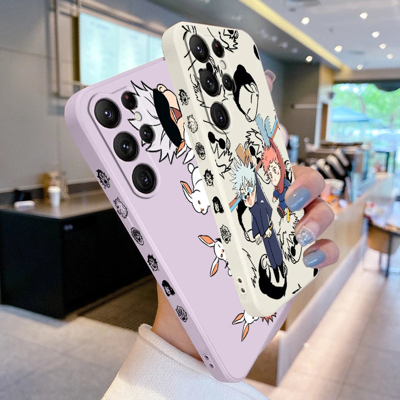 Coque de téléphone Jujutsu Kaisen Art Anime Cool pour Samsung Galaxy S25 S24 S23 S22 S21 S20 Ultra Plus FE 5G Liquid Left Rope
