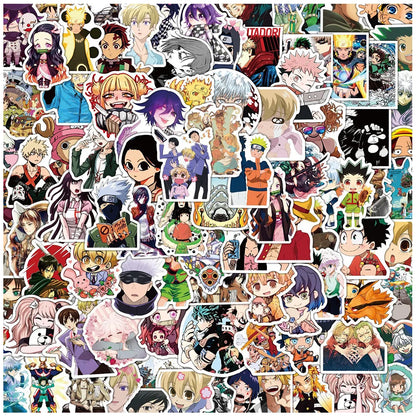 Lot de 50/100 autocollants graffitis pour enfants, mélange de dessins animés Jujutsu Kaisen Hunter x Hunter My Heroes Academy Attack on Titan