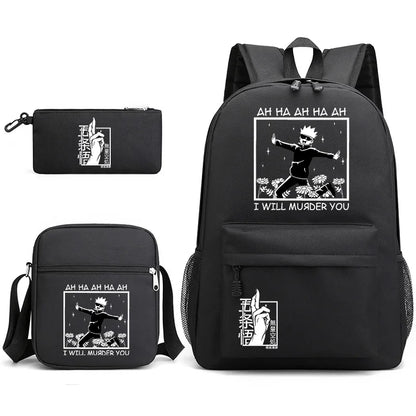 Sac à dos mignon à motif Anime Satoru Gojo Nouveau sac à dos Anime Satoru Gojo 3 pièces Sac à bandoulière Sac à stylos Sac à dos Satoru Gojo
