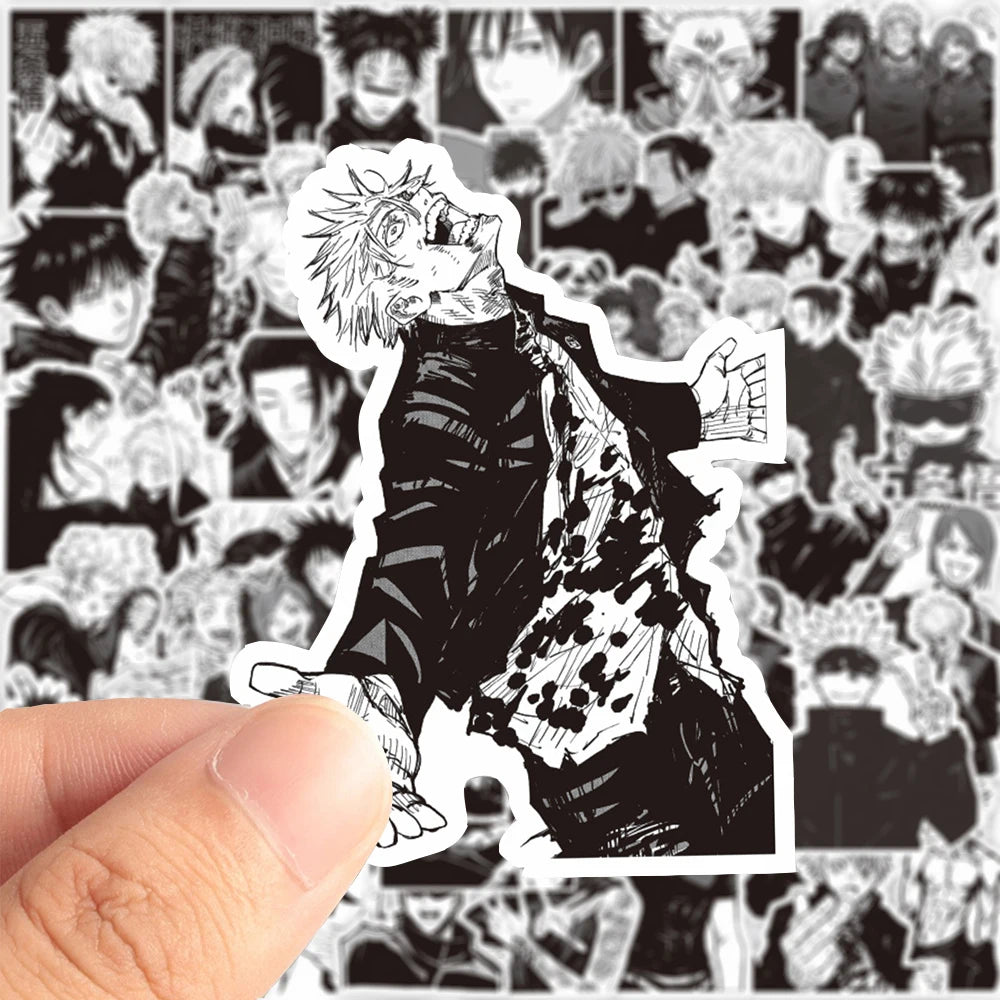 10/30/65pcs Black White Jujutsu Kaisen Anime Stickers Cool Satoru Gojo Cartoon Decals Phone Skateboard Luggage Graffiti Sticker