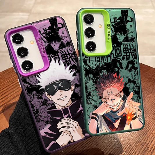 アニメ「呪術廻戦」携帯ケース 漫画 Samsung Galaxy S24 S23 S22 S21 S20 Note 20 Ultra Plus FE 5G用 カラフル シルバーバック