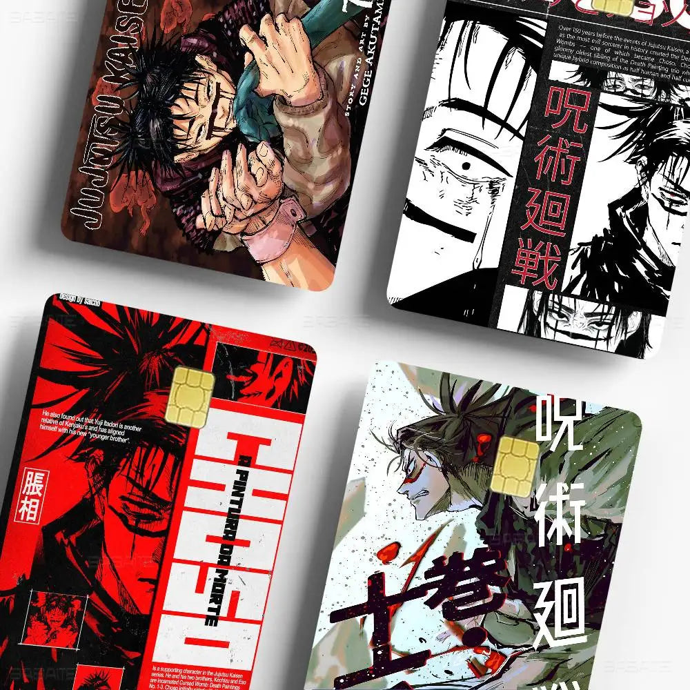 Choso Jujutsu Kaisen Anime Fashion Matte Gold Silver Black Matte Film Skin Sticker Tape for Bank Credit Debit Card