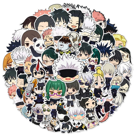 Lot de 60 autocollants graffiti style anime Jujutsu Kaisen, adaptés aux casques d'ordinateur portable, décoration de bureau, autocollants DIY, jouets
