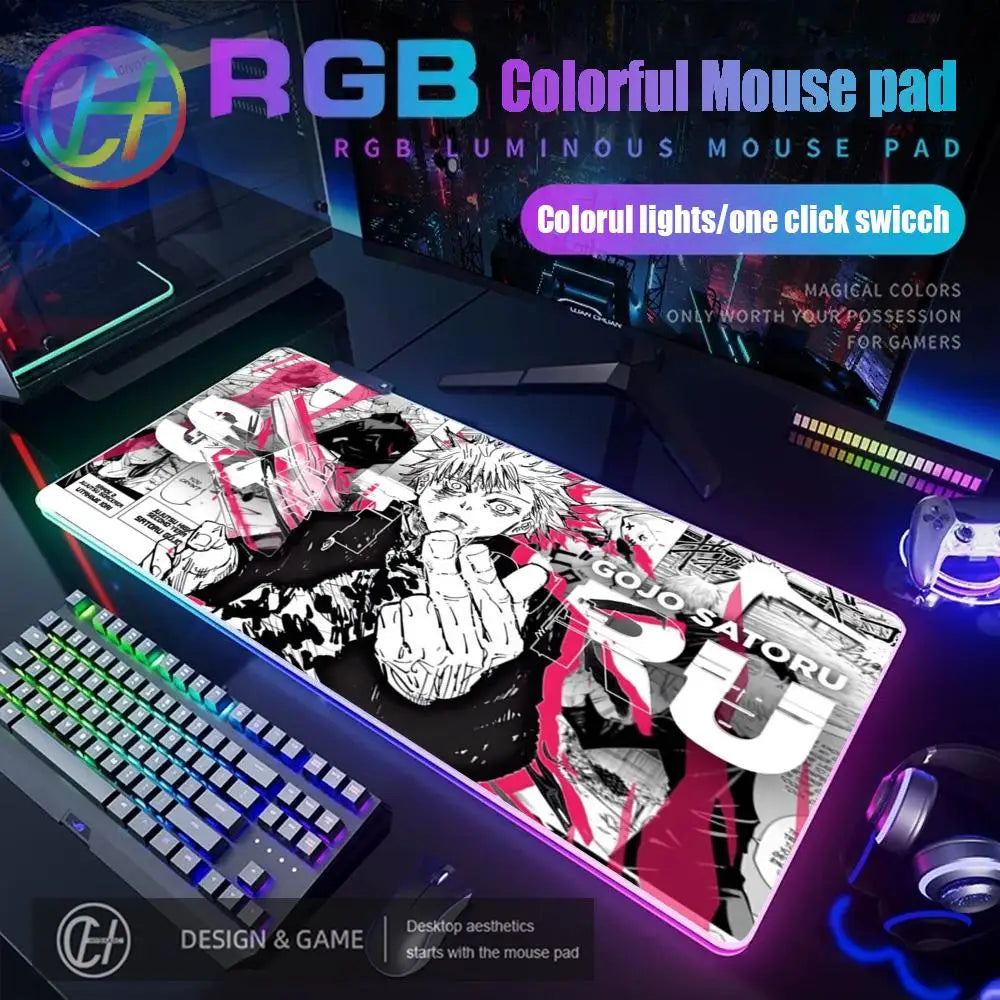 HD RGB Ryomen Sukuna 400x900mm Black Anime Jujutsu Kaisen Mouse Pad Gojo Satoru MousePad Computer Gaming PC Accessories Desk Mat
