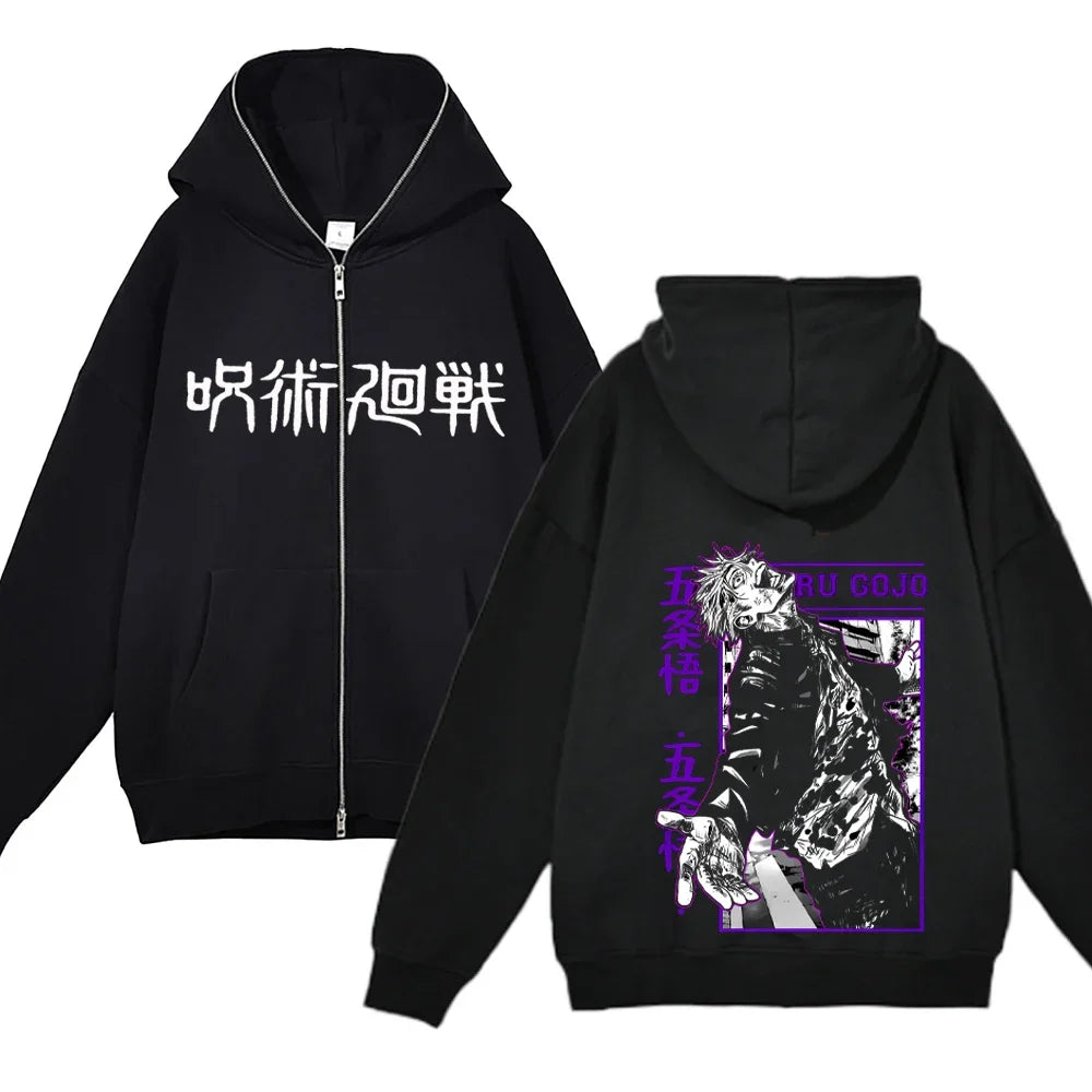 Jujutsu Kaisen Zipper Jackets Anime Gojo Satoru Sweatshirts Gojo Hoodies Thin Fleece Hoodie Zip Up Y2k Hoodies Anime Sweaters - Jujutsu Kaisen Merch - Free Shipping Buy Now