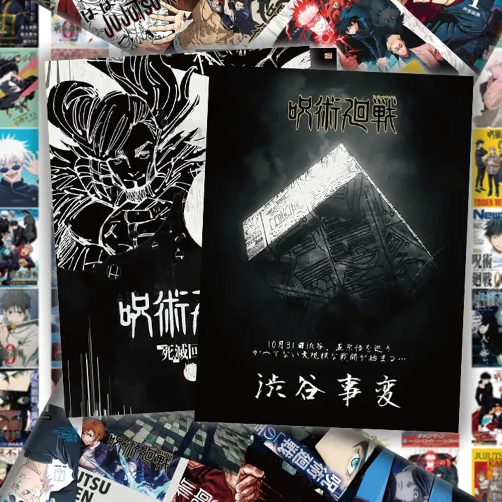 10/30/60pcs Jujutsu Kaisen Anime Small Poster Stickers Satoru Gojo Cartoon Decals Laptop Helmet Phone Car Cool Manga Decals Pack