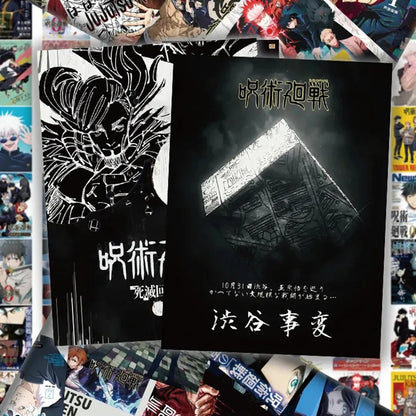 10/30/60pcs Jujutsu Kaisen Anime Small Poster Stickers Satoru Gojo Cartoon Decals Laptop Helmet Phone Car Cool Manga Decals Pack