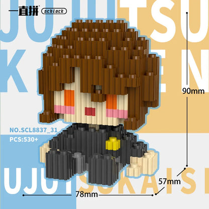 JX TOY Anime Jujustu Micro Bloc de Construction Ornements de Bureau à Collectionner Statue Gojo Satoru Poupée Itadori Yuji Bloc Fushiguro Megumi