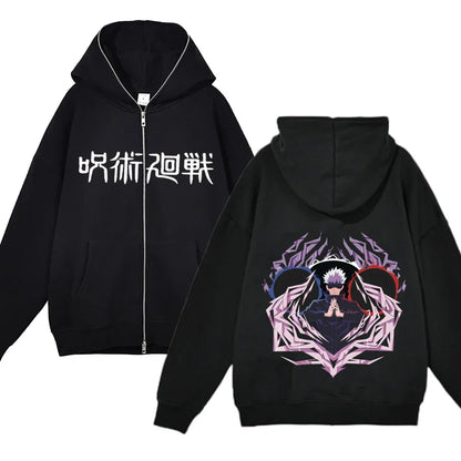 Jujutsu Kaisen Zipper Jackets Anime Gojo Satoru Sweatshirts Gojo Hoodies Thin Fleece Hoodie Zip Up Y2k Hoodies Anime Sweaters - Jujutsu Kaisen Merch - Free Shipping Buy Now