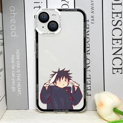 Coque de téléphone mignonne Jujutsu Kaisen Anime pour iPhone 16 15 14 13 12 11 Pro MAX Mini XS X SE2 8 7 Plus Cover Satoru Gojo Comics Fundas