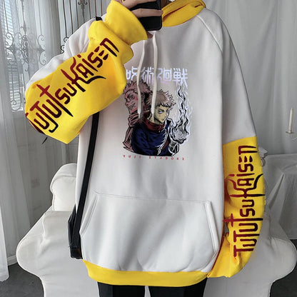 Japanese Anime Jujutsu Kaisen Hoodies Gothic Sukuna Ryoumen Yuuji Itadori Autumn Winter Men Plus Size Long Sleeve Sweatshirts - Jujutsu Kaisen Merch - Free Shipping Buy Now