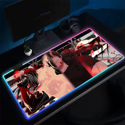 Fushiguro Toji Jujutsu Kaisen Mouse Pad RGB Extra Large Mouse Pad for Gaming, Smooth Surface, Non-Slip, Customizable Lights