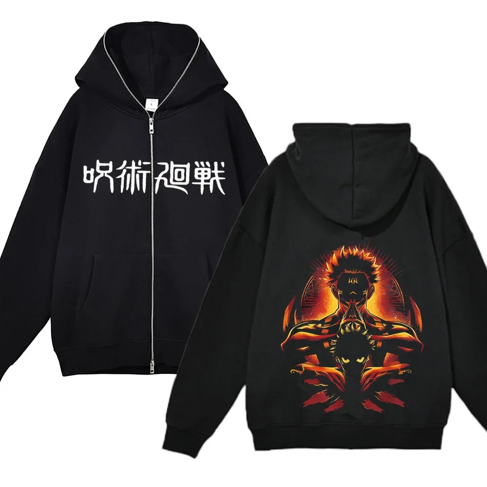 Jujutsu Kaisen Zipper Jackets Anime Gojo Satoru Sweatshirts Gojo Hoodies Thin Fleece Hoodie Zip Up Y2k Hoodies Anime Sweaters - Jujutsu Kaisen Merch - Free Shipping Buy Now