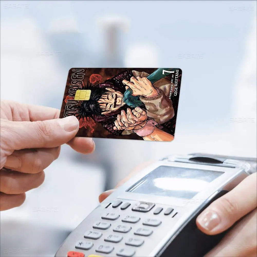 Choso Jujutsu Kaisen Anime Fashion Matte Gold Silver Black Matte Film Skin Sticker Tape for Bank Credit Debit Card