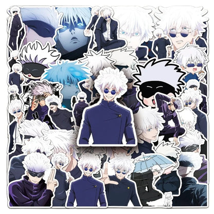 50pcs Anime Jujutsu Kaisen Gojo Satoru Waterproof Stickers Japanese Manga Cute Cartoon Drawing Doodle Decorations