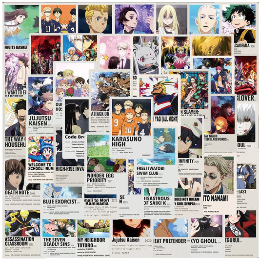 Lot de 10, 30 ou 50 autocollants de dessin animé Jujutsu Kaisen Attack On Titan, pour enfants, jouets, ordinateur portable, voiture, téléphone, vélo, décoration