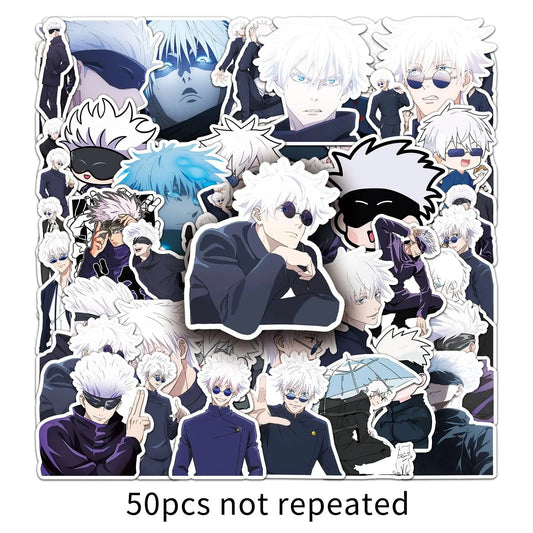 10/50pcs Jujutsu Kaisen Stickers Anime Waterproof DIY Laptop Phone Guitar Skateboard Kids Cool Cartoon Satoru Gojo Decals Toys