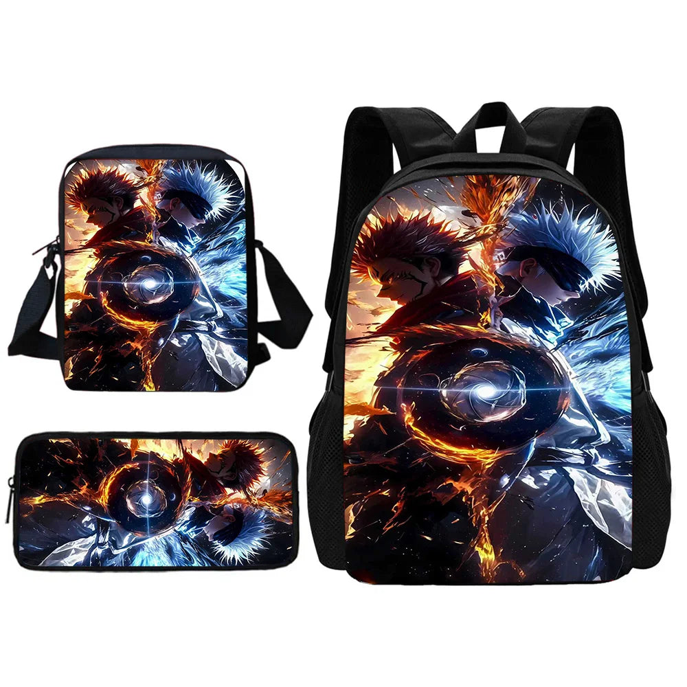 Ensemble de sacs à dos d'école Jujutsu Kaisen Satoru Gojo pour enfants, avec sac à bandoulière, sacs à crayons, sacs d'école pour garçons et filles, meilleur cadeau
