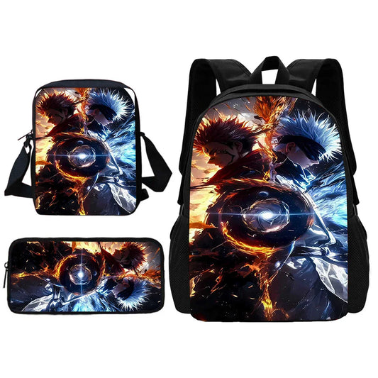 Ensemble de sacs à dos d'école Jujutsu Kaisen Satoru Gojo pour enfants, avec sac à bandoulière, sacs à crayons, sacs d'école pour garçons et filles, meilleur cadeau