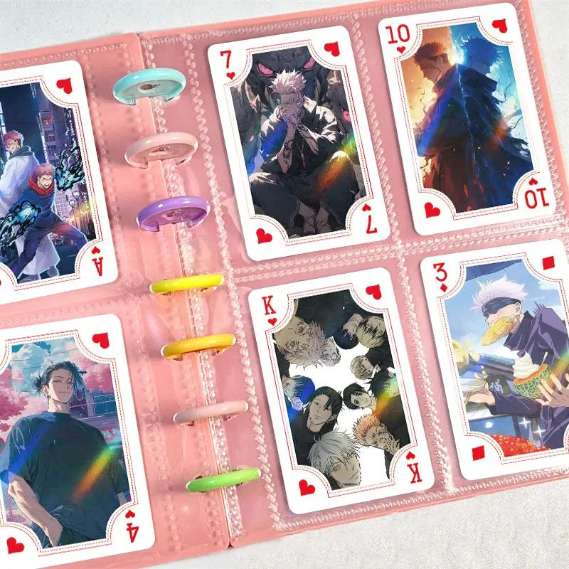 54Pcs Cute Jujutsu Kaisen Playing Cards Cartoon Yuji Itadori & Megumi Fushiguro Cards, Exquisite Poker for Party & Birthday Gift
