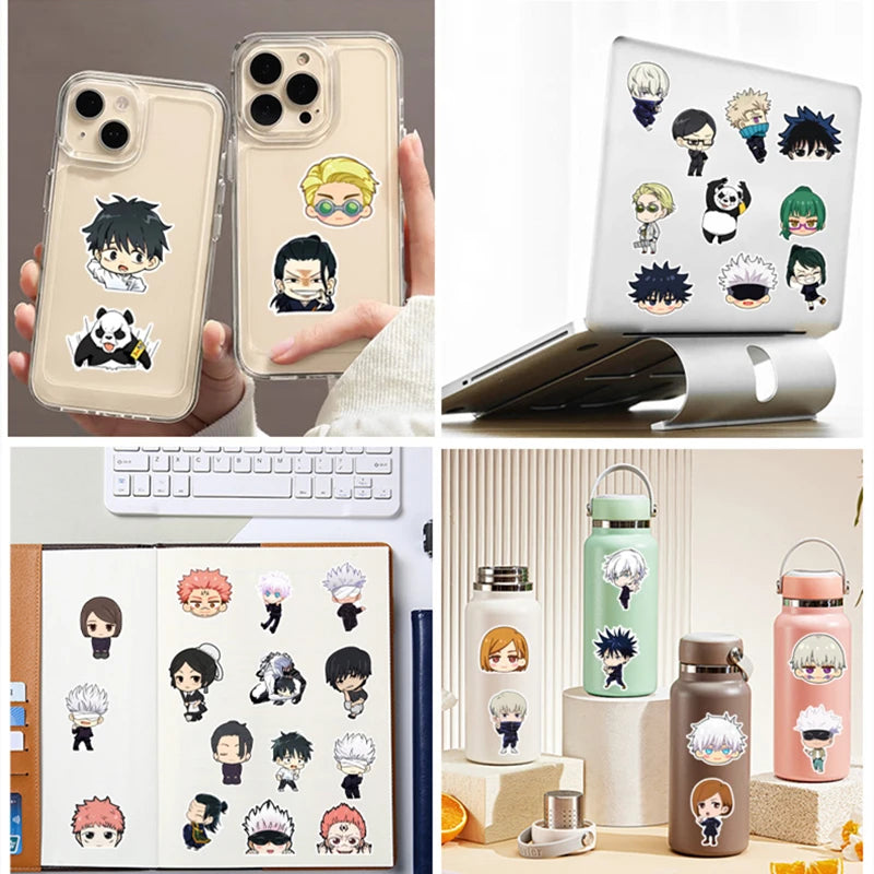 60Pcs Cartoon Cute Jujutsu Kaisen Stickers DIY Stickers Scrapbooking Phone Luggage Skateboard Waterproof Decals