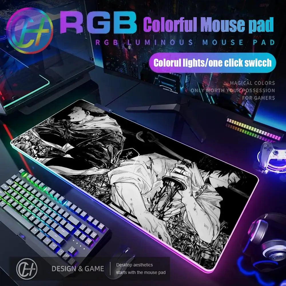 HD RGB Ryomen Sukuna 400x900mm Black Anime Jujutsu Kaisen Mouse Pad Gojo Satoru MousePad Computer Gaming PC Accessories Desk Mat