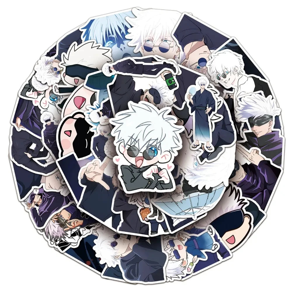 50pcs Anime Jujutsu Kaisen Gojo Satoru Waterproof Stickers Japanese Manga Cute Cartoon Drawing Doodle Decorations
