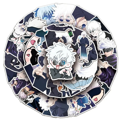 50pcs Anime Jujutsu Kaisen Gojo Satoru Waterproof Stickers Japanese Manga Cute Cartoon Drawing Doodle Decorations