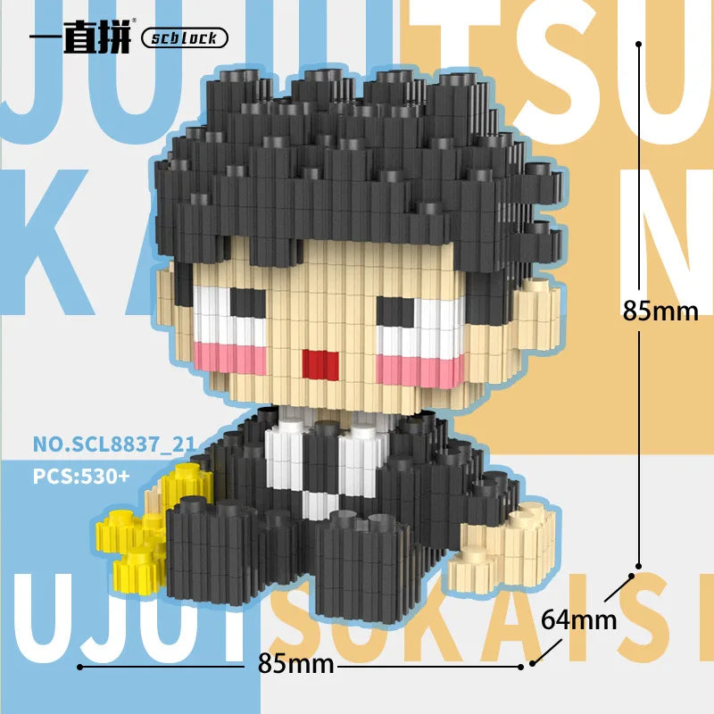 JX TOY Anime Jujustu Micro Bloc de Construction Ornements de Bureau à Collectionner Statue Gojo Satoru Poupée Itadori Yuji Bloc Fushiguro Megumi
