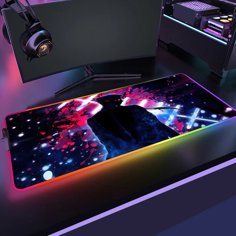 RGB Jujutsu Kaisen Mouse Pad Anime Gojo Satoru Desk Mat Gamer PC Computer XL Varmilo Keyboard Carpet Gaming Accessories Mousepad
