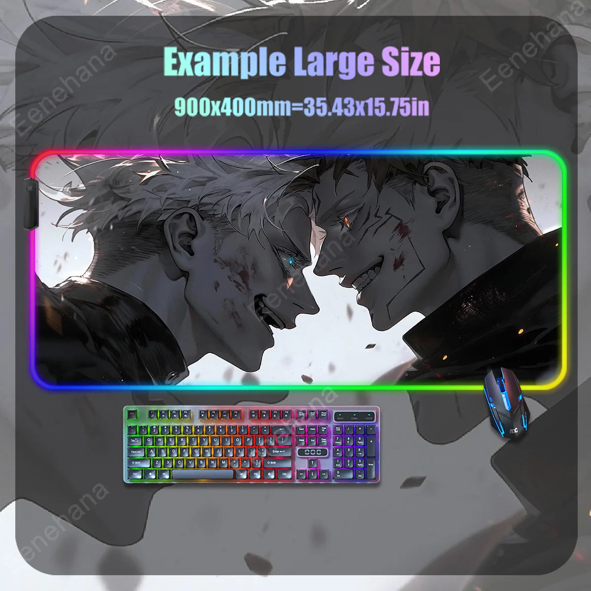 Anime Mouse Pad Mouse Mat Large Gojo Satoru Gaming Accessories Yuji Keyboard Desk Mat Jujutsu Kaisen RGB Led Backlight Mouse Pad