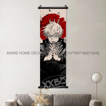 Jujutsu Kaisen Posters Gojo Satoru Canvas Scrolls Picture Panda Home Decoration Wall Artwork Fushiguro Megumi Hanging Painting
