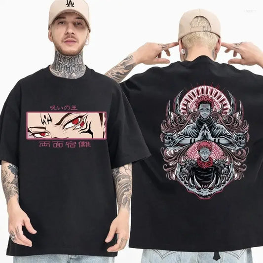 2025 new men's and women's cotton loose T-shirt with anime Jujutsu Kaisen Ryomen Sukuna graphic manga short T-shirt - Jujutsu Kaisen Merch - Free Shipping Buy Now