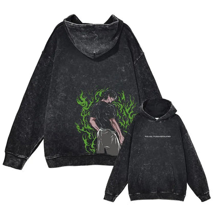 Anime J-Jujutsu Hoodies Vintage Washed Gojo Saturo Hooded Sweatshirts Oversized Manga K-Kaisen Fushiguro Toji CHOSO Hoodie Men - Jujutsu Kaisen Merch - Free Shipping Buy Now