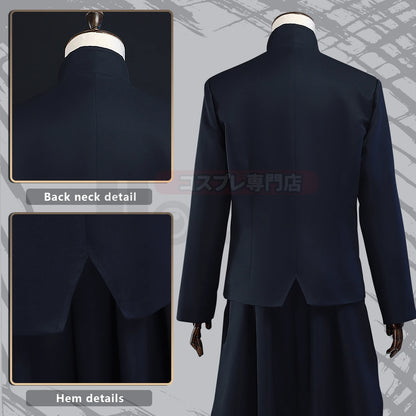 HOLOUN Jujutsu JJK Manga Anime Suguru Geto Satoru Gojo Cosplay Costume Wig Dark Blue Jacket Pants Uniform Rose Net Halloween - Jujutsu Kaisen Merch - Free Shipping Buy Now